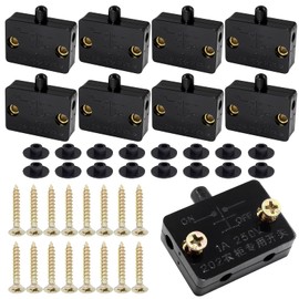 Litoexpe 8 Pcs Cabinet Light Switch, Pantry Door Lamp, Normally Closed Wardrobe Touch, Cabinet Door Light on When Open (12V 24V 110V, Black)