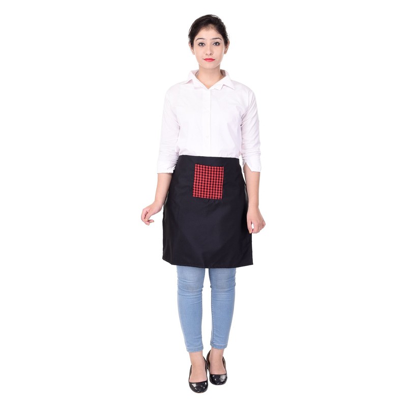 Switchon Waterproof Black Polyester Kitchen Apron Free Size with Front