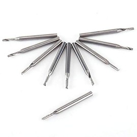 FTVOGUE Fresa de extremo de carburo de tungsteno con vástago de 1/8 pulgadas, herramientas de grabado CNC, broca espiral de flauta única, 10 Uds.