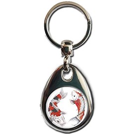 KAZMUGZ KOI CARP KEYRING. Heavy quality metal gift keyring. Double sided keychain. British Wildlife gift.