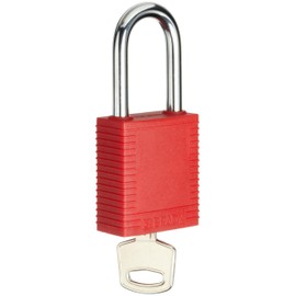 Brady Plastic Lockout/Tagout Padlock, Keyed Different, 1-3/4" Body Length, 1-1/2" Shackle Clearance, Red (Pack of 1)