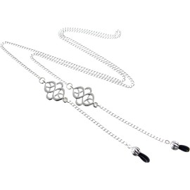 Womens Eye Glasses Chain with Fancy Celtic Knots and Silver Plated Curb Chain Fits Most Glasses