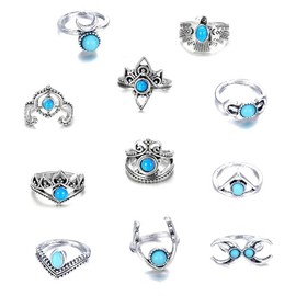 11 Stück Vintage Punk Ringe Set für Männer Frauen, Stapelbare Boho Chunky Emo Fingerrings, KnöChel Midi Ringe Set Trendy Stapel Ringe Set