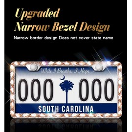 Murimt 2 Pack Sparkly License Plate Frame for Women,Bling License Plate Holder，Stainless Steel Rhinestone Diamond License Plate Frames，Glitter License Plate with Premium Gift Box