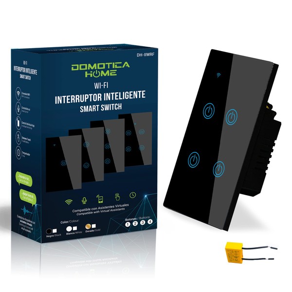 Apagador Inteligente WiFi Touch 4 Botones: Control de Voz con