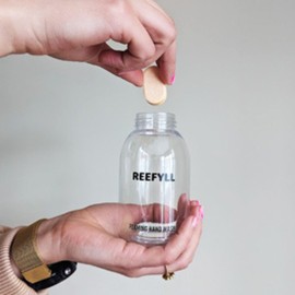 Reefyll Foaming Soap Dispenser Starter Pack with Refillable Bottle 250ml and Hand Soap Tablet x2 Refillable Foam Soap with Juicy Orange and Tropical Coconut Scent Duo Pack