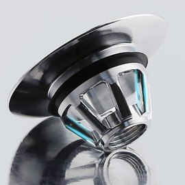 CENPEK Universal Edition Stainless Steel Bullet Core Push Type, Stainless Steel Push-Type Bounce Core Copper Stopper, No Overflow Pop Up Sink Drain Stopper with Basket