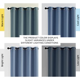NICETOWN Stone Blue Blackout Curtains for Living Room 84 inches Long - Thermal Insulated Grommet Room Darkening Window Treatments Sound Reducing Drapes for Bedroom, 2 Panels, W52 x L84