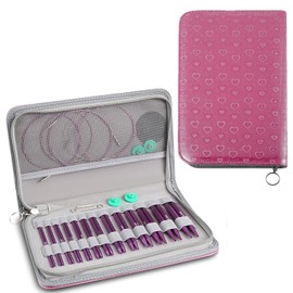 Interchangeable Circular Knitting Needles Set, 3.0-10 mm Knitting Needles Set, Interchangeable 13 Pairs Aluminium Circular Knitting Needles, Interchangeable Knitting Needles with Storage Bag, for