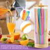10 Inch Acrylic Straw Dispenser with Bamboo Lid, 100 Colorful