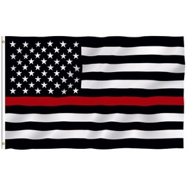 AES Thin Red Line Fire Dept USA Flag Respect and Honor Banner 3x5 Foot US Flags Banner House Banner Double Stitched Fade Resistant Premium Quality
