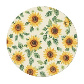 artslion Outdoor Round Tablecloth with Elastic Band 36 In（90Cm Elastic Garden Table Cover Wipe Clean with Sunflowers Pattern