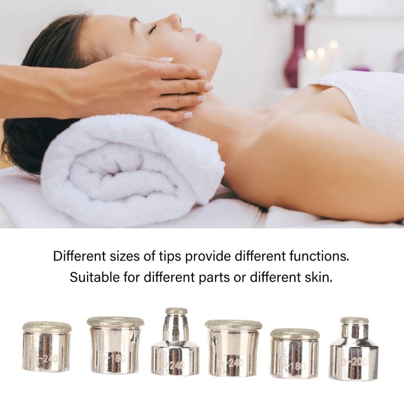 Dermabrasion Diamond Tips, 6 Pieces, Microdermabrasion Replacement Tip, Universal Skin