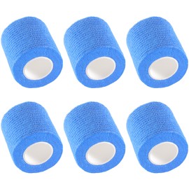 6-Pack Self Adhesive Bandage Wrap 2Inch x 5 Yards, Elastic Athletic Tape, Tattoo Grip Tape, Non Woven Medical Tape for First Aid, Sports, Wrist, Ankle, Vet Wrap for Pets (Blue)