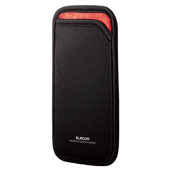 Elecom P-04SNCBK Smartphone Pouch, Single Storage, Small, Slip-in Type, Back