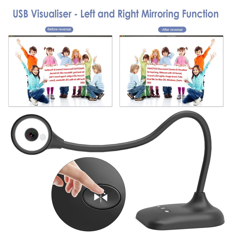 PAKOTOO USB Document Camera for Teachers, Webcam/Doc Camera for Classroom