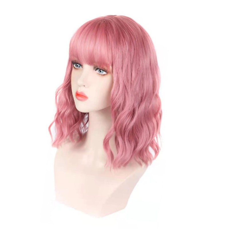 Fake Curly Wig Synthetic Soft Breathable Short Curly Wavy Hair