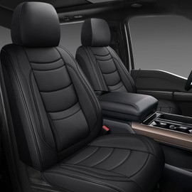 NS YOLO Faux Leather Car Seat Covers Front Pair,Universal Fit for Most Cars,SUVs and Sedans,Waterproof Luxury Leatherette Cushions, 2 Seats Protectors,Black