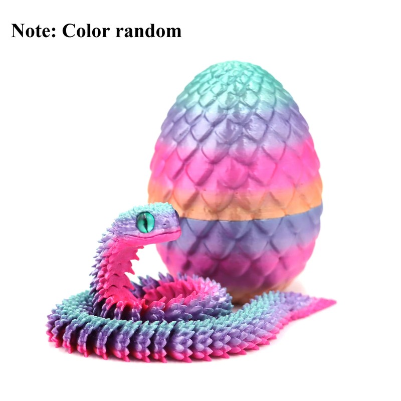 3D Printed Articulated Snake Egg Toy for Desk Decor –