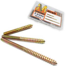 Matrelt 28 Pack 1/4-20" Hanger Bolts - 3 Sizes, 2-4 Inch Double Headed Bolts - Wood Dowel Screw Self-Tapping Screw Hanger Bolts for Furniture