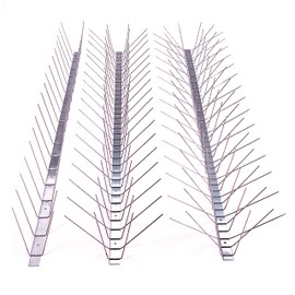Dura-Spike Stainless Steel Bird Spikes Bird Deterrent - Pigeon Repellent Kit - Bird Repellent Metal Pins Strips for Ledge, Roof, Pipe - Adhesive Included - Narrow (2.5 in) 6 Ft. Length