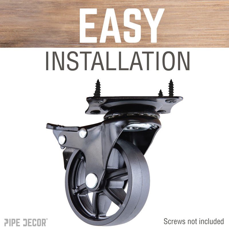 PIPE DECOR Mounted Swivel Caster Wheels (4-Pack), Mountable Casters for