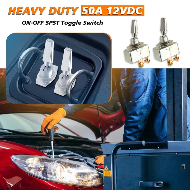 HUAREW 50 Amp 12V Heavy Duty Toggle Switch SPDT 2