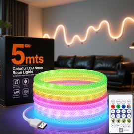 Cofiveevo Rope Lights, 16.4FT LED Rope Light DIY, Music Synchronization, Outdoor IP67 Waterproof, Used for Bedroom and Wall Decoration, Music Synchronization, Bedroom, Gaming, Party, Christmas