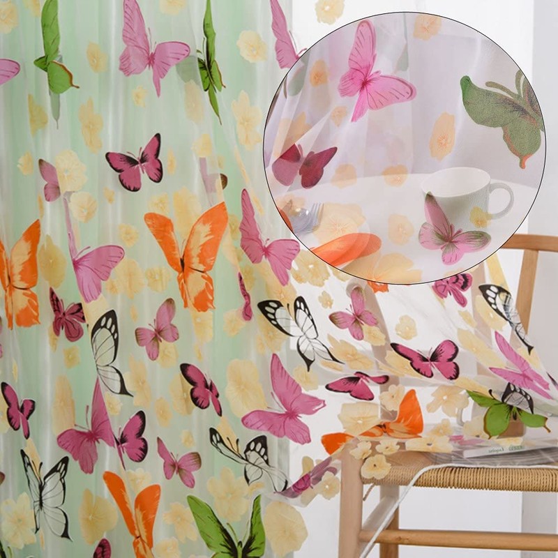 100 x 200 CM Butterfly Pattern Shadow Curtain Grommet Window