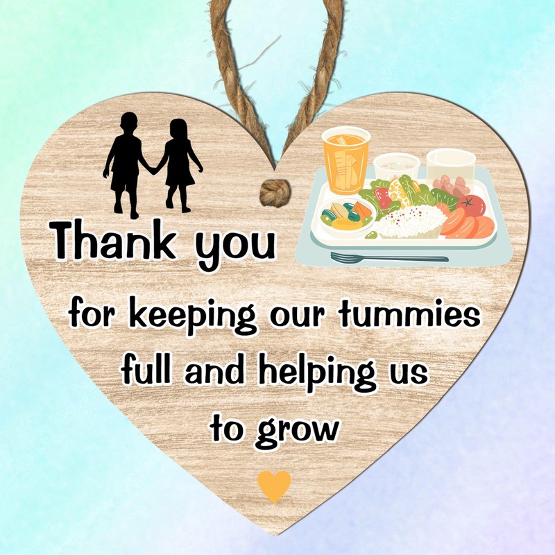 Thank You Dinner Lady Heart Plaque - Exquisite Handcrafted Wooden