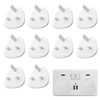 10 Packs of Plug Socket Covers UK White Safety Plug