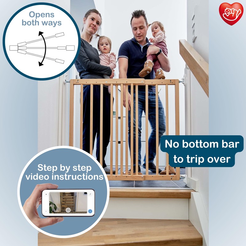BabyDan MultiDan, 23.9"-40.", Extendable Stair Gate/Baby Gate/Safety Gate, Wood, Made