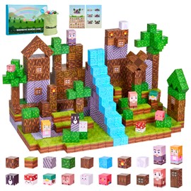 Gleamkid 126PCS Magnetic Building Blocks: Forest Castle Magnetic Blocks Building Toys, Toddler Magnet Toys STEM Building Game Sensory Gift for Kids Ages 3 4 5 6 7 8 9+ Boys Girls Birthday Gifts
