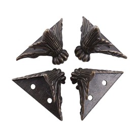 Hztyyier Legs 4Pcs Antique Brass Rectangular Zinc Alloy Box Jewelry Storage Corner Protector
