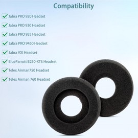 HAIZEEN Ear Pads Foam Compatible with Jabra PRO 920 930 935 9450/VXI BlueParrott B250-XTS/Telex Airman750 760 Headphones Foam Replacement Cushion