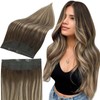 Full Shine Invisible Wire Hair Extensions Balayage Dark Brown Invisible