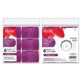 Annie Snap on Magnetic Rollers 6 pack X-Jumbo #1219, Hair curls, holds hair secure, easy to use, for all hair types