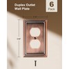 TREEWELL 6-Pack Duplex Outlet Cover Plate, Antique Copper Metal Wall