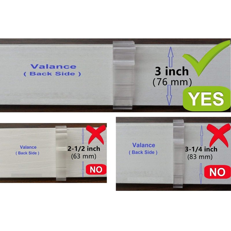 Valance Clips 10pcs 3'' Window Blinds Hidden Clip Clear Plastic