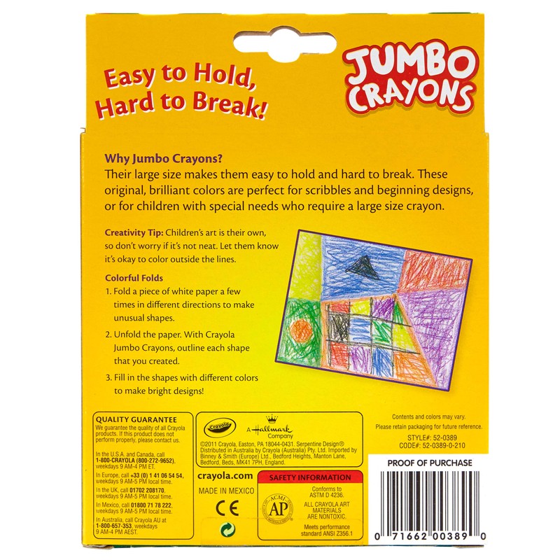 Crayola Jumbo Crayons, 8 Toddler Crayons, Assorted Colors
