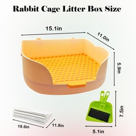 PINVNBY Litter Box for Rabbits,Plastic Rabbit Pan with Grate,Bunny Potty Training Corner Detachable Rabbit Toilet Bedding Accessory for Hedgehog Chinchilla Ferret (Orange)