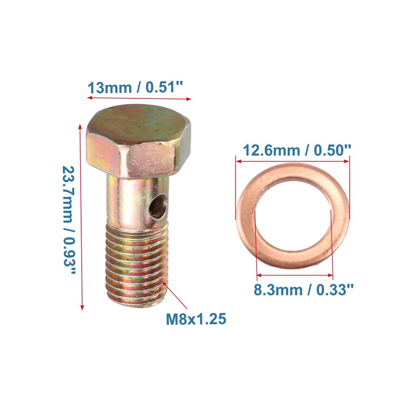 X AUTOHAUX 2 Set Banjo Bolt Brake Fitting Adapter Kit