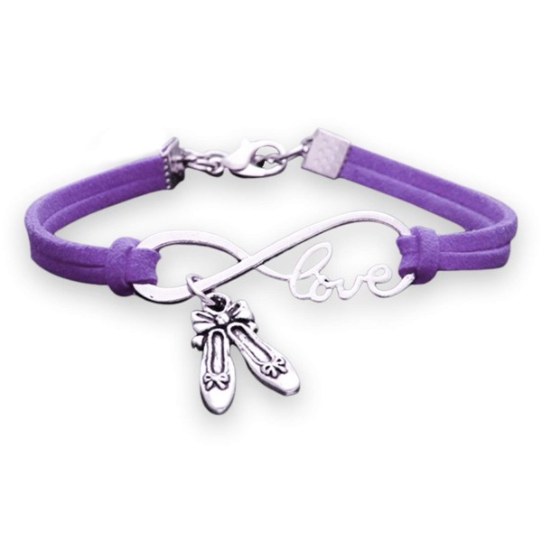 Sportybella Dance Bracelet- Dance Jewelry - Infinity Love Dance Charm Bracelet- Gift for Dance Recitals & Dancers (Purple)