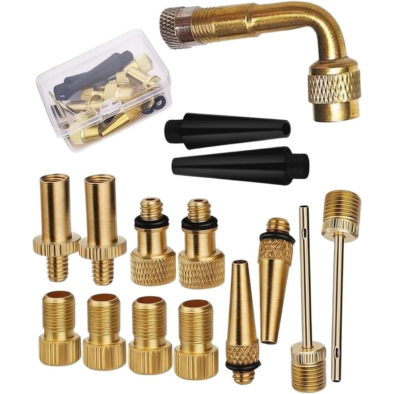 FABULETTA Kit 15 Adaptadores Válvula Bicicleta, Cobre SV DV AV