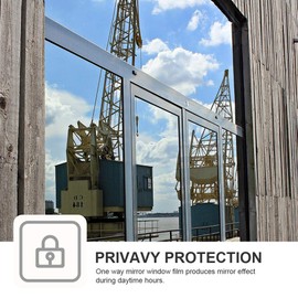 One Way Window Mirror Film Privacy Stickers Non-Adhesive,Heat Control Window Security Treatment Tint Anti-UV Static Cling Glass Coverings Sliding Door Paper Stained Glass 23.6 Inch x 6.5 Feet Silver