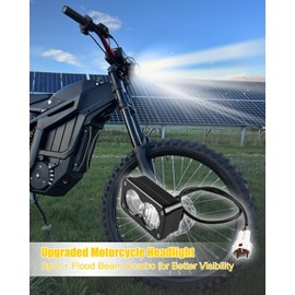 WUMZIJ Dirt Bike Headlight Kit with Mount Bracket Fit for SurRon Segway X260 and Talaria, Clear White Floodlight