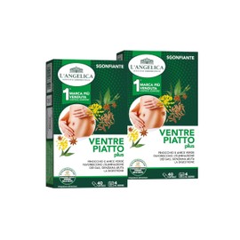 L'Angelica, Bipacco Integratore Sgonfiante Ventre Piatto Plus, Con Anice Verde, Finocchio e Carvi, Vegano, Senza Lattosio, 2 Confezioni da 40 Capsule