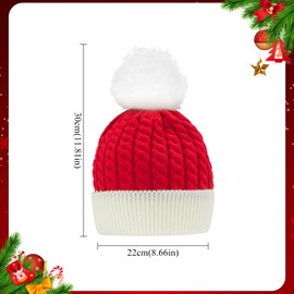 CHEERYMAGIC Christmas Knit Hat Santa Knitted Hat with a Pompom Winter Warm Hat Beanie Hat Ski Cap for Adult New Year Festive Xmas Gifts Costume A8BQSDYM