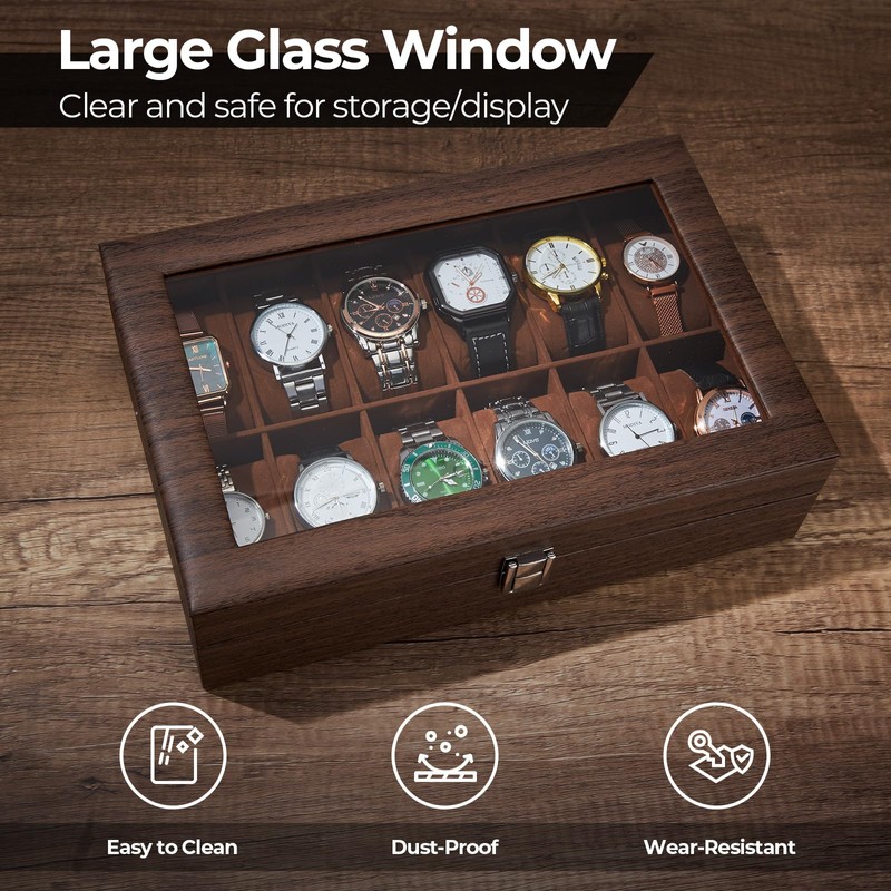 Ohuhu Watch Box, Watch Case, Watch Organizer 12 Slot Wood