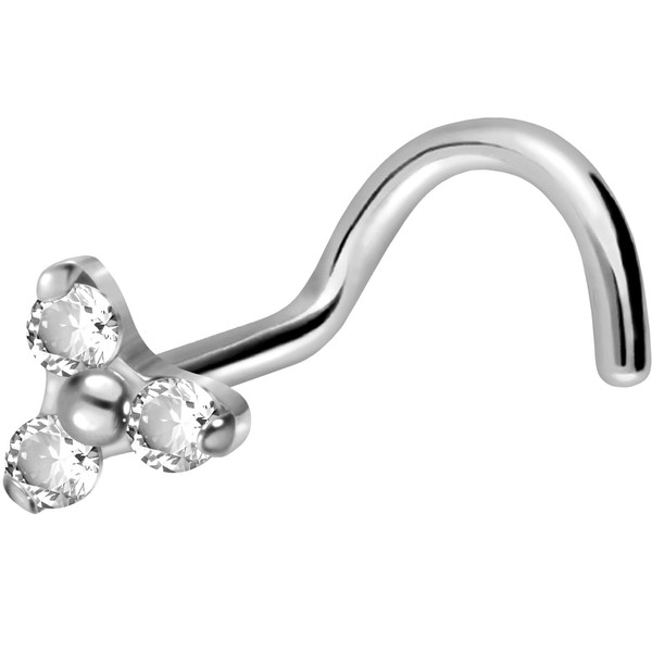 PIERCINGLINE Titanium Nose Piercing Spiral Crystal Flower Nose Stud Choice